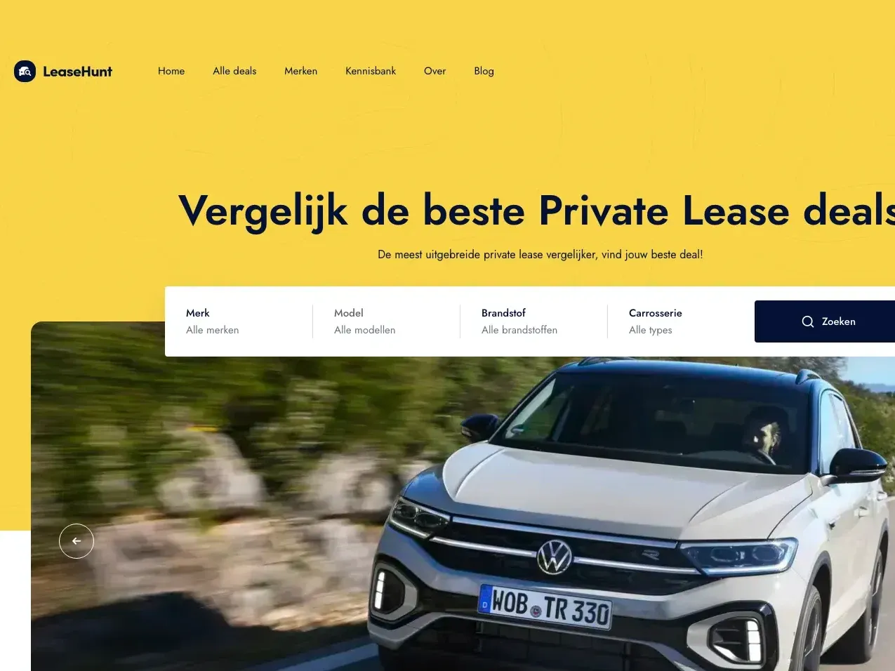 De website van LeaseHunt, ontworpen en gebouwd door Dörper IT