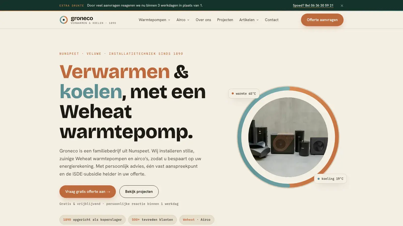 De homepage van groneco.nl